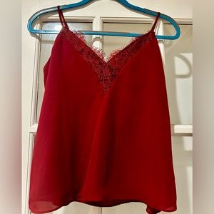 Red Lace Trim Tank Top